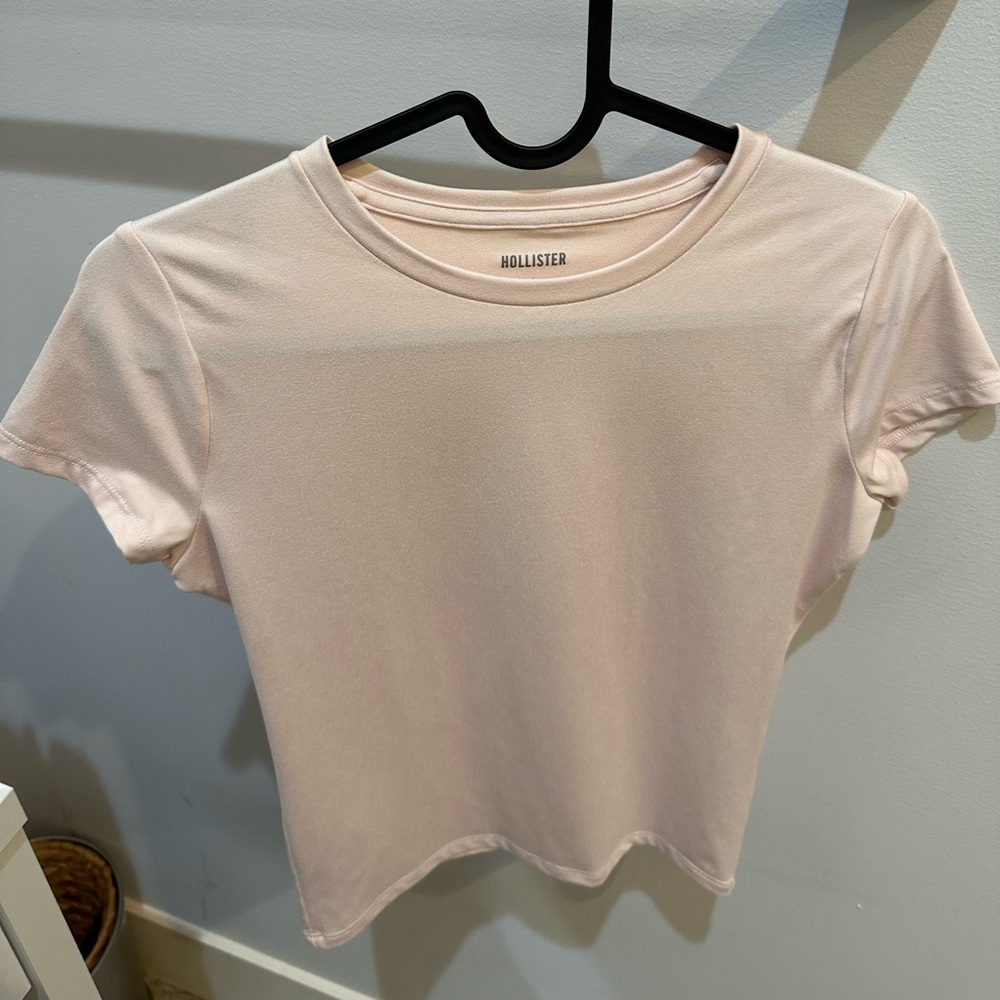 Hollister Soft Stretch Seamless Fabric Square-Neck T-Shirt XS Baby Pink